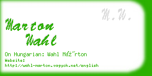 marton wahl business card